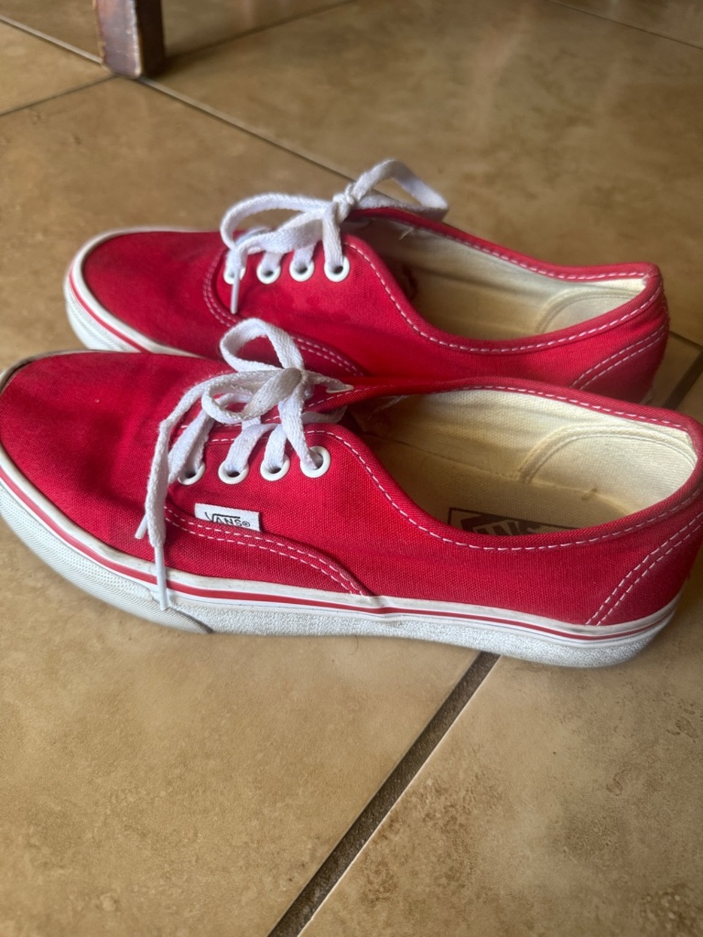 Vans Red Canvas Authentic Low-Top Sneakers